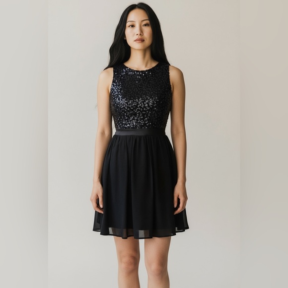 NWT Forever 21 Black Sparkle Dress with Sheer Bottom in Small - Picture 1 of 7